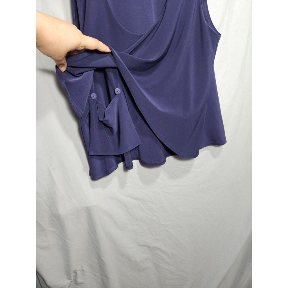 Sympli Asymmetrical Layered Tank Top 14 Purple Matte Jersey Travel Removable Pkt - Picture 3 of 6